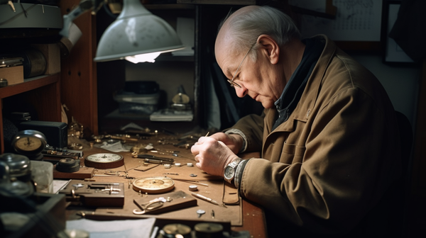 Horologist comfortably working in a well-designed workshop