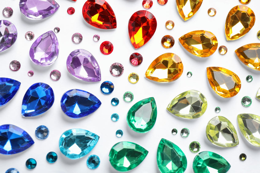 Coloured gemstones arranged together