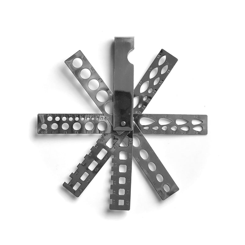 Diamond Size Gauge - 7 Folding Fan Display Arms for Various Gemstone Cuts