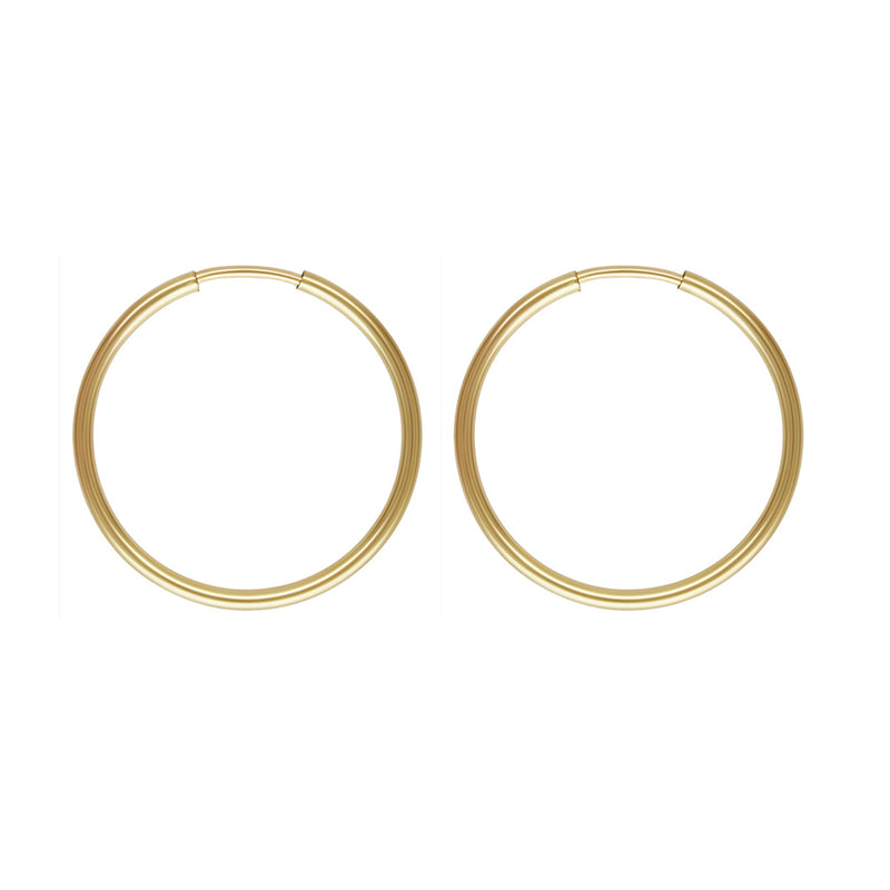 20mm 14ct Gold Filled endless round hoop sleeper earrings pair