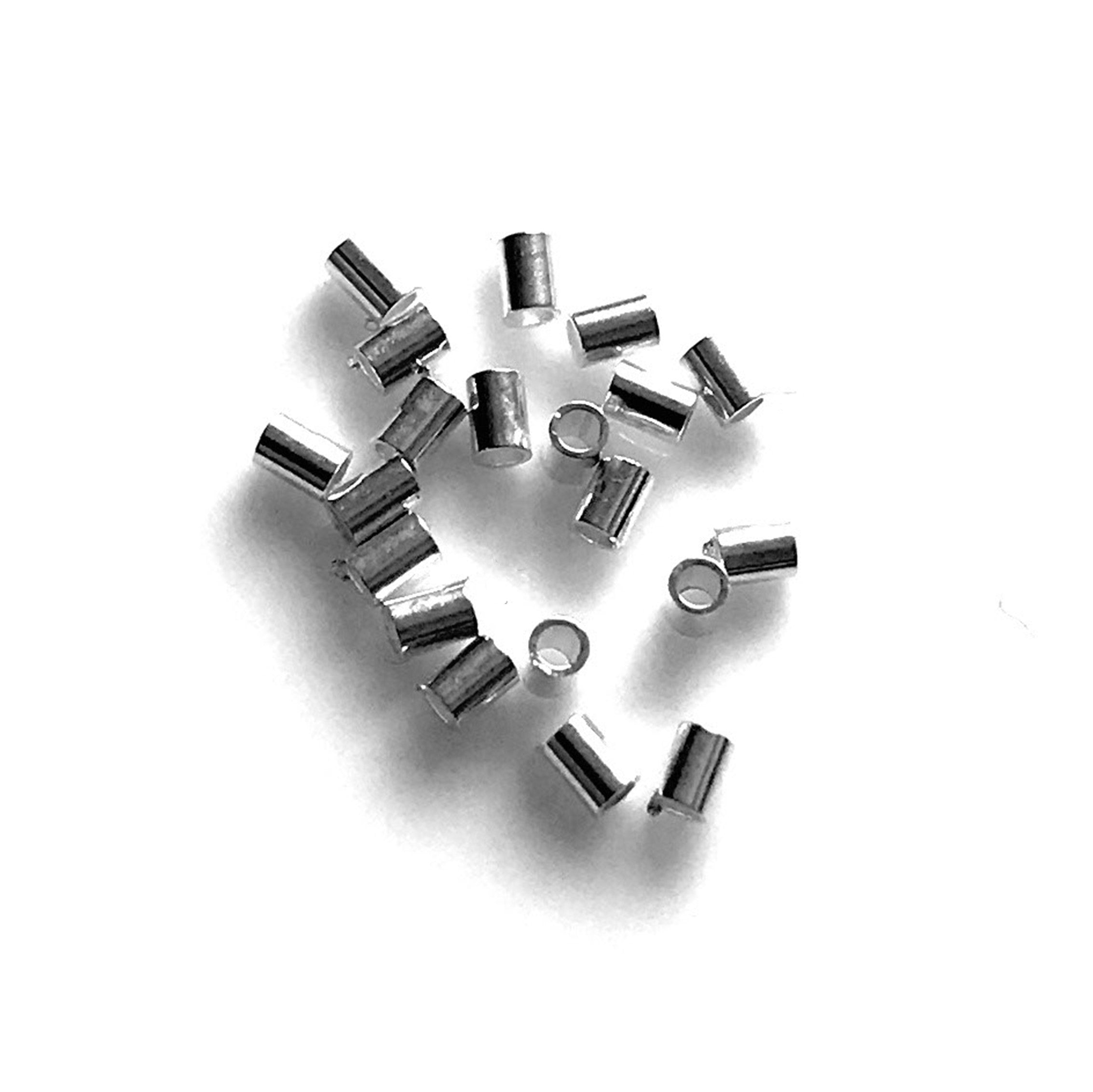 20-Pack 1.1mm x 2mm x 0.8mm Sterling Silver Crimp Tubes for Jewelry Projects