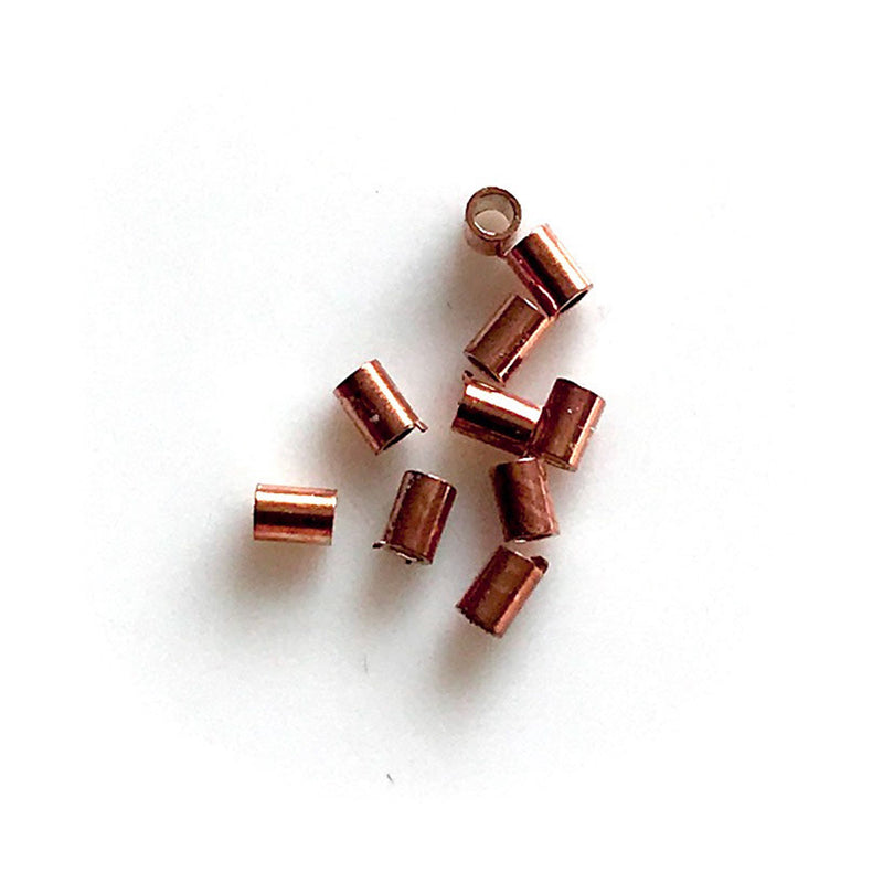10x 1.1mm x 1.5mm x 0.8mm 18ct Red Rose Gold Plated Sterling Silver Crimp Tubes - Pack of 10 - Jewellery Making Supplies