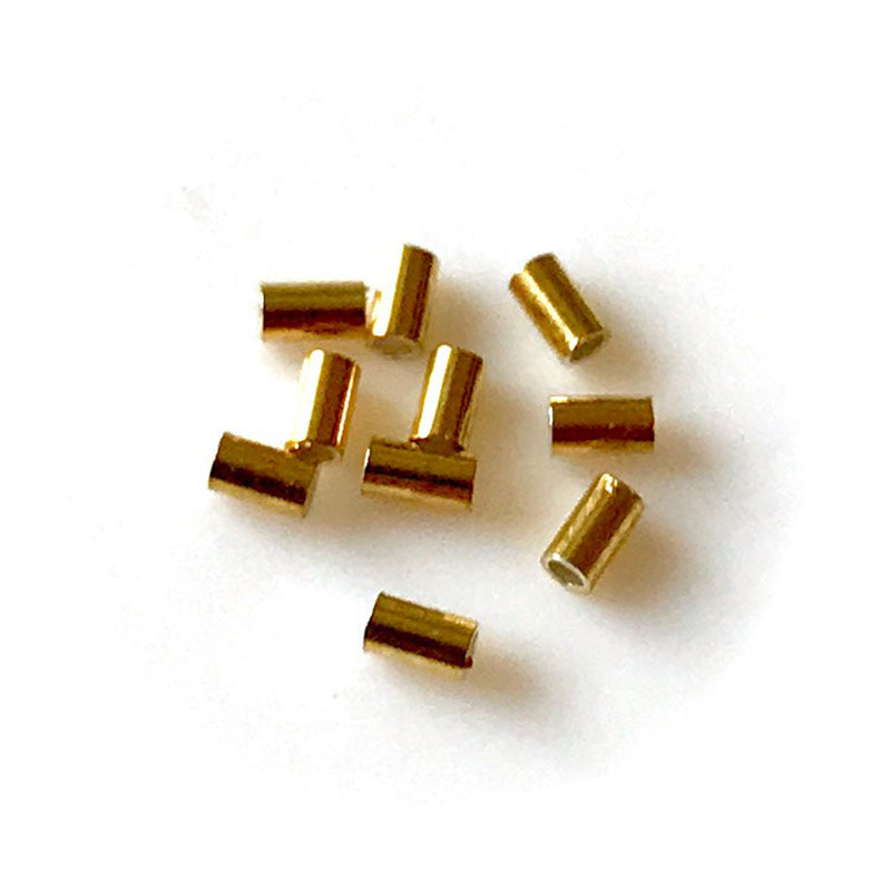 10 pack of 1.1mm x 2mm x 0.8mm gold-plated crimp tubes
