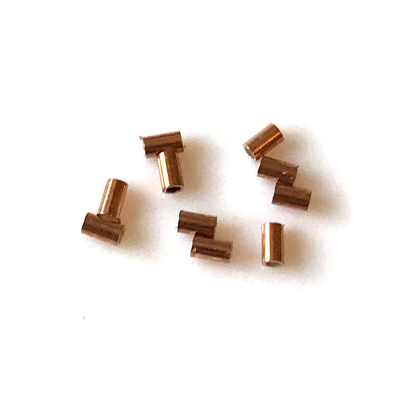 10-Pack of 18ct Red Rose Gold Plated Sterling Silver Crimp Tubes with 1.1mm x 2mm x 0.8mm dimensions