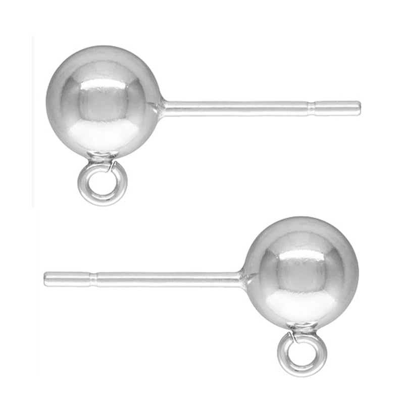 Sterling Silver 6mm Ball Stud and Drop Ring Earrings Pair