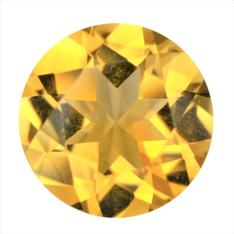 Elegant 9mm round cut Citrine gemstone in standard yellow