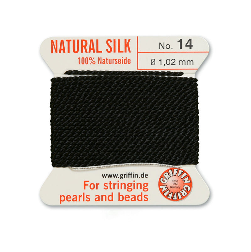 Griffin Black Silk 1.02mm No.14 thread for professional pearl and bead stringing