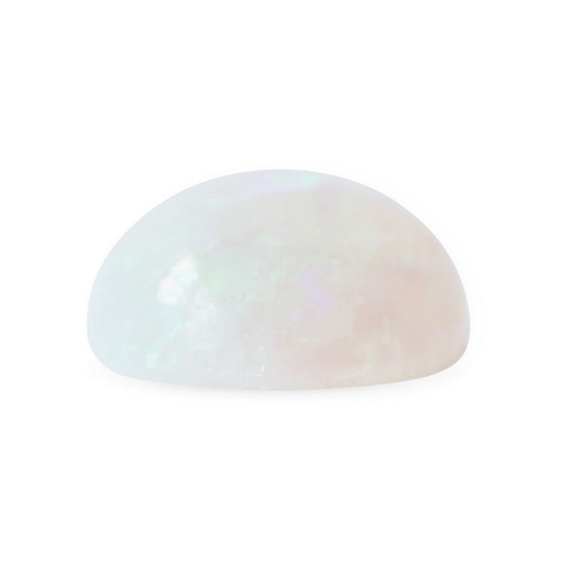Close-up of vibrant Opal 3.75mm Round Cabochon Cut Natural Standard White Gemstone