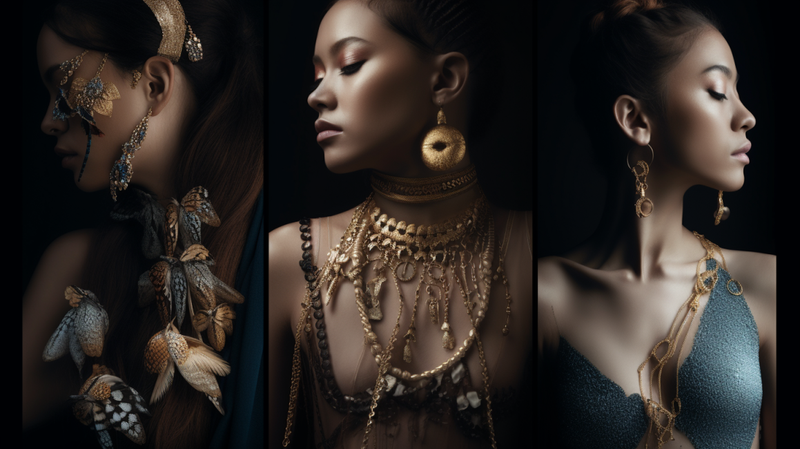 creative and visually engaging collage of diverse jewellery pieces. 