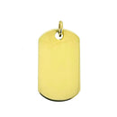 18ct Gold Vermeil Dog Tag Pendant with 5mm Jump Ring 22mm x 13mm