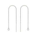 80mm Sterling Silver Box Chain Threader Earrings with Ring