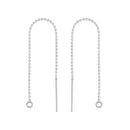 80mm Sterling Silver Diamond Cut Bead Chain Threader Earring Findings with Ring