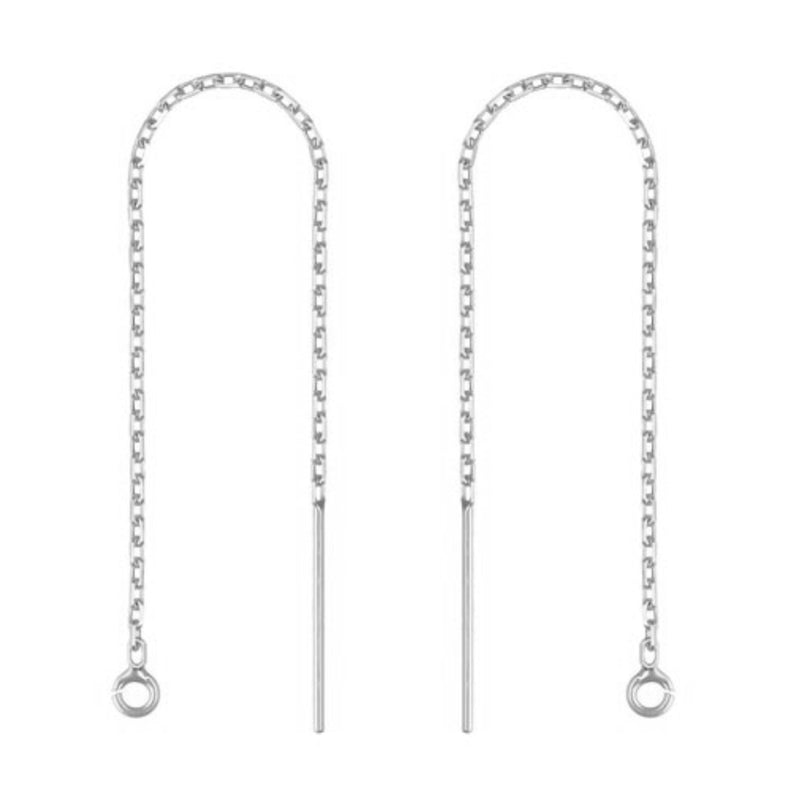 80mm Sterling Silver Cable Chain Threader Earrings with Ring