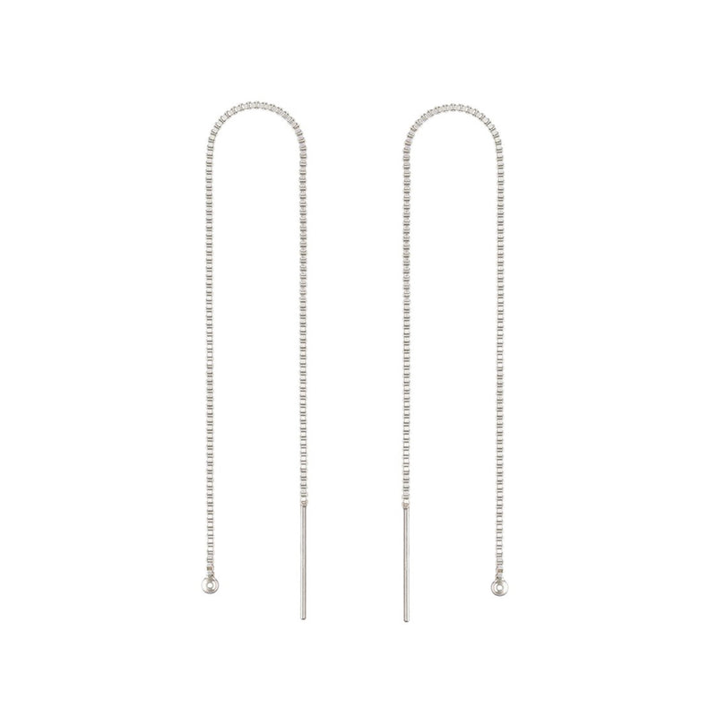 Sterling Silver Earring Chain with 2mm Bead - 5.0" Stacker Threader
