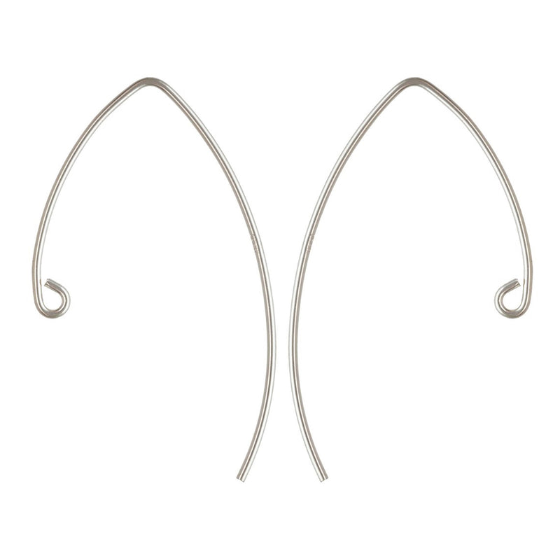 Sterling Silver V Shape Earring Wire with Ring - 35mm