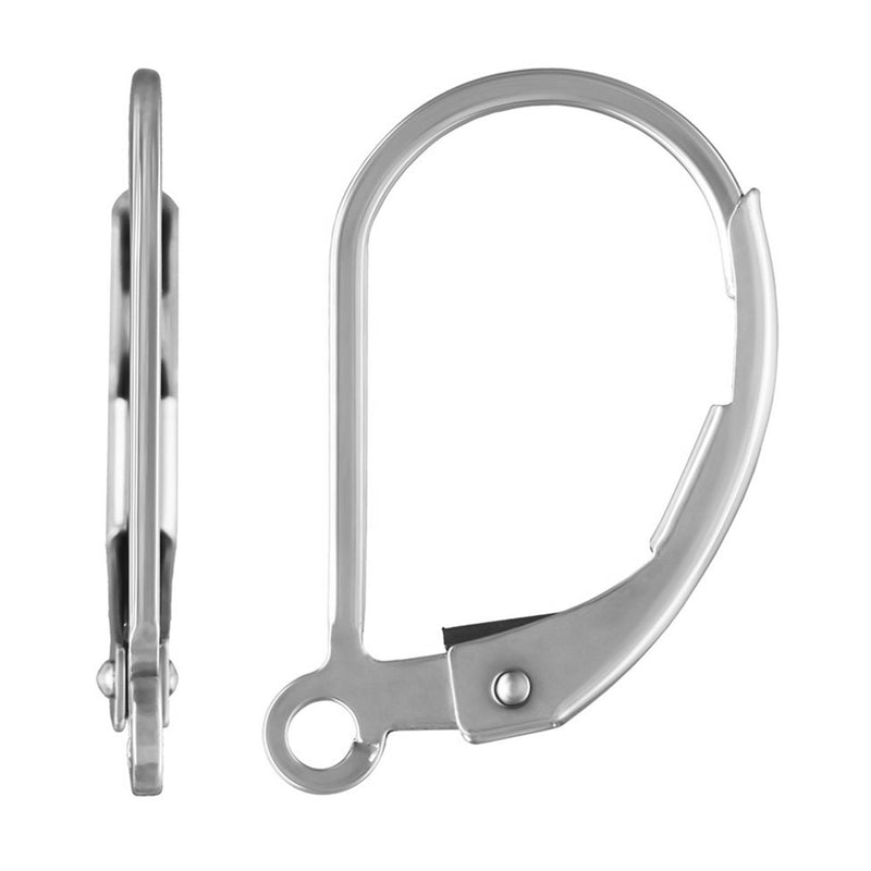 Sterling Silver Leverback Earrings with Ring Spring Clip Continental Earrings