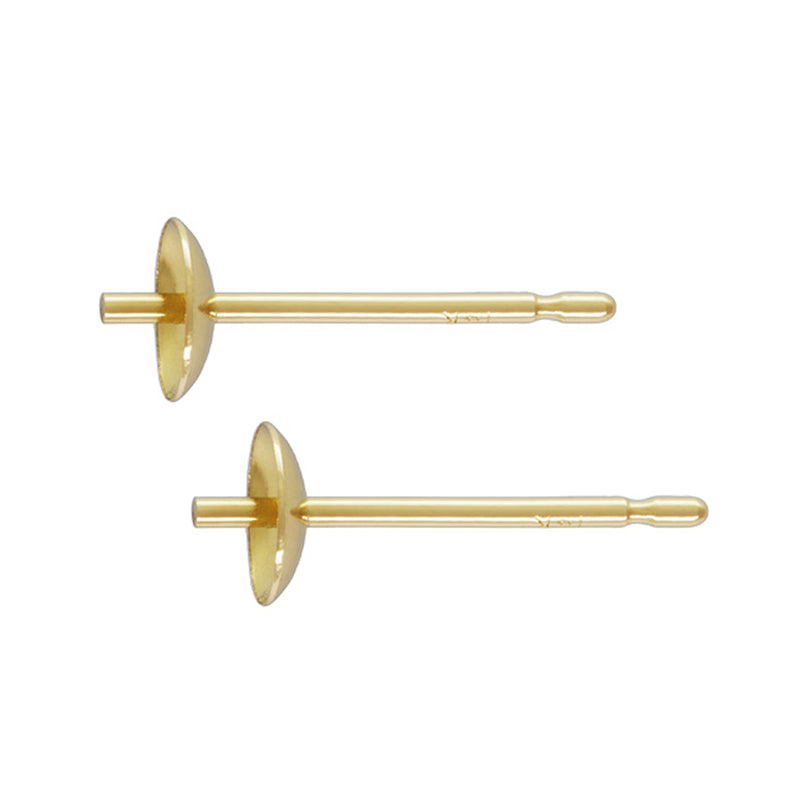 14ct Gold stud earrings with 4mm cup peg and post for pearls and beads