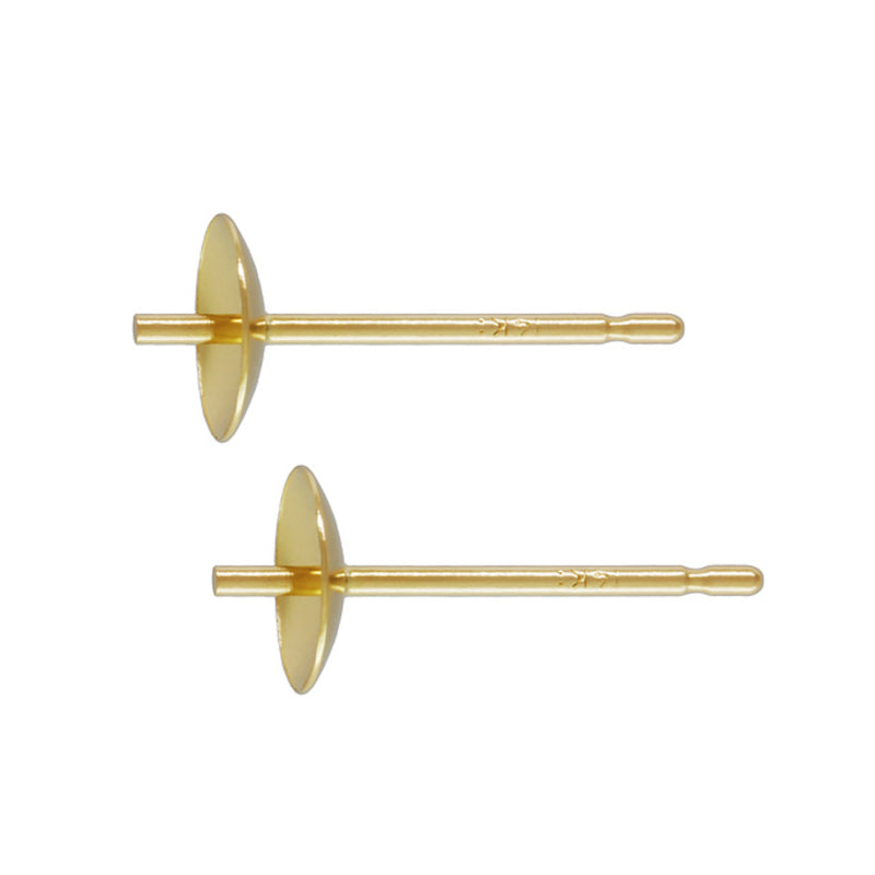 14ct Gold 5mm Cup Peg + Post Stud Earrings