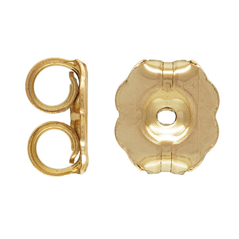 14ct Gold Filled Earring Butterfly Backs Scrolls 5.8mm x 5mm x 10 - front view