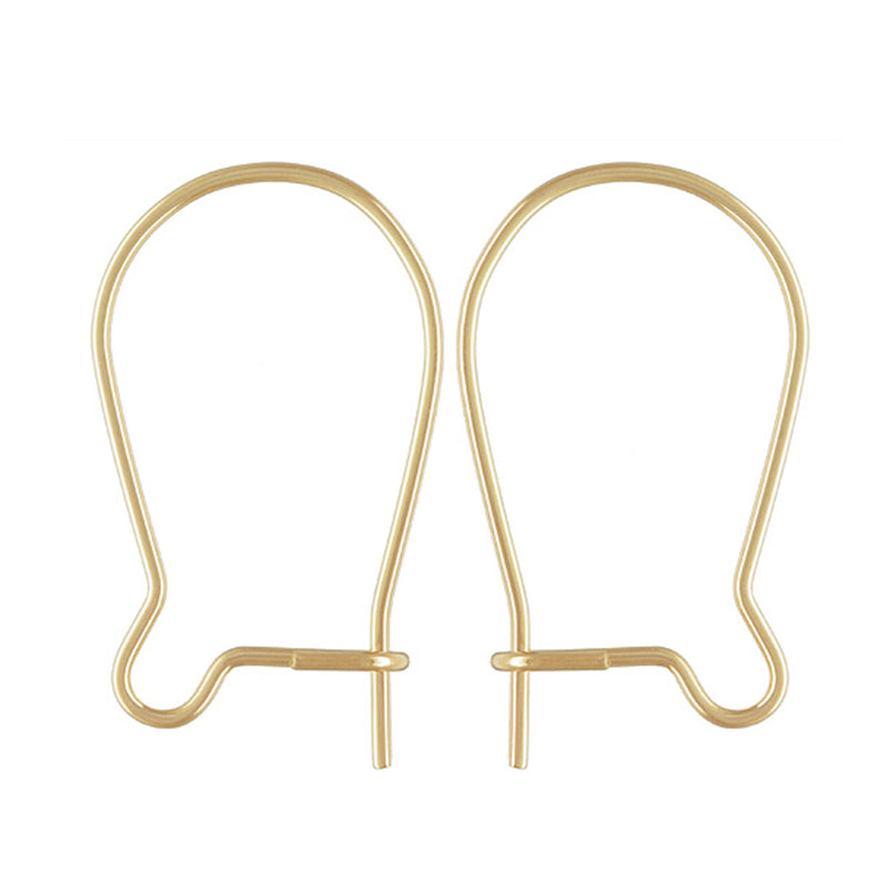 Elegant 14ct Yellow Gold Filled Kidney Earring Wires 16mm x 8mm for creating beautiful drop-style earrings