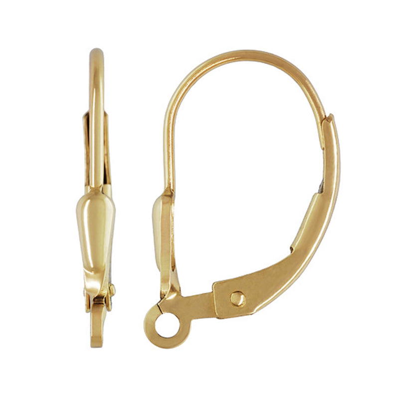14ct Gold Filled Teardrop Leverback Earrings with Clip Ear Wires Openable Ring Stylish Continental Design for Jewelry Making
