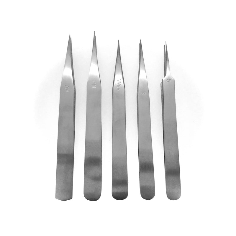 5-Piece Tweezers Set for Jewellery Making, Beading, and Watchmaking