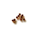 10-Pack of 1.1mm 18ct Red Rose Gold Plated Sterling Silver Crimp Tubes on white background