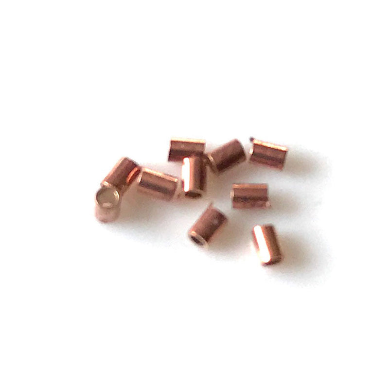 10x 1.1mm x 1.5mm x 0.8mm 18ct Red Rose Gold Plated Sterling Silver Crimp Tubes - Pack of 10 - Jewellery Making Supplies