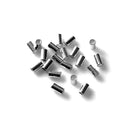 Close-up of high-quality sterling silver crimp tubes for jewelry making