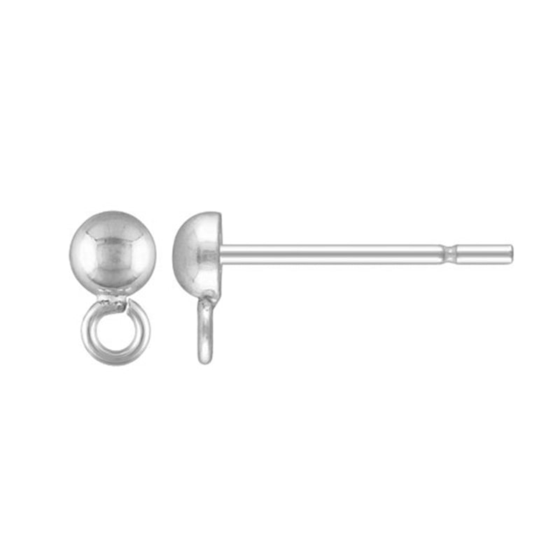 Sterling silver 3mm half ball stud drop ring earrings pair