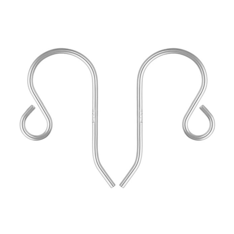 Sterling Silver French Earring 0.8mm Wire Loop Hooks - Single Pair on a white background