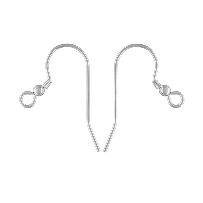 Sterling Silver Earring Wire Hooks with Bead and Coil Design