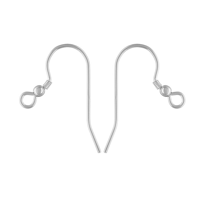 Sterling Silver Earring Wire Bead Coil Loop Hooks Pair