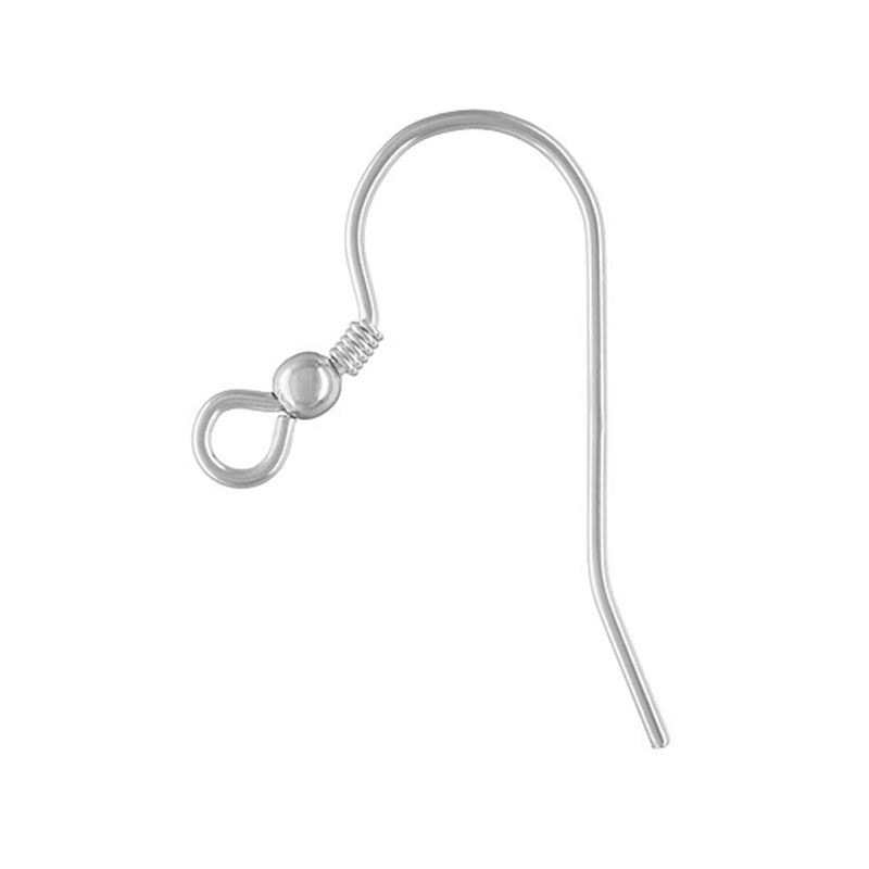 Pair of Sterling Silver Earring Wire Hooks with Bead and Coil Design