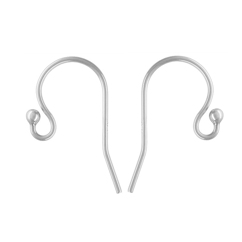 Pair of Sterling Silver Earring Wire Ball End Loop Hooks 0.76mm