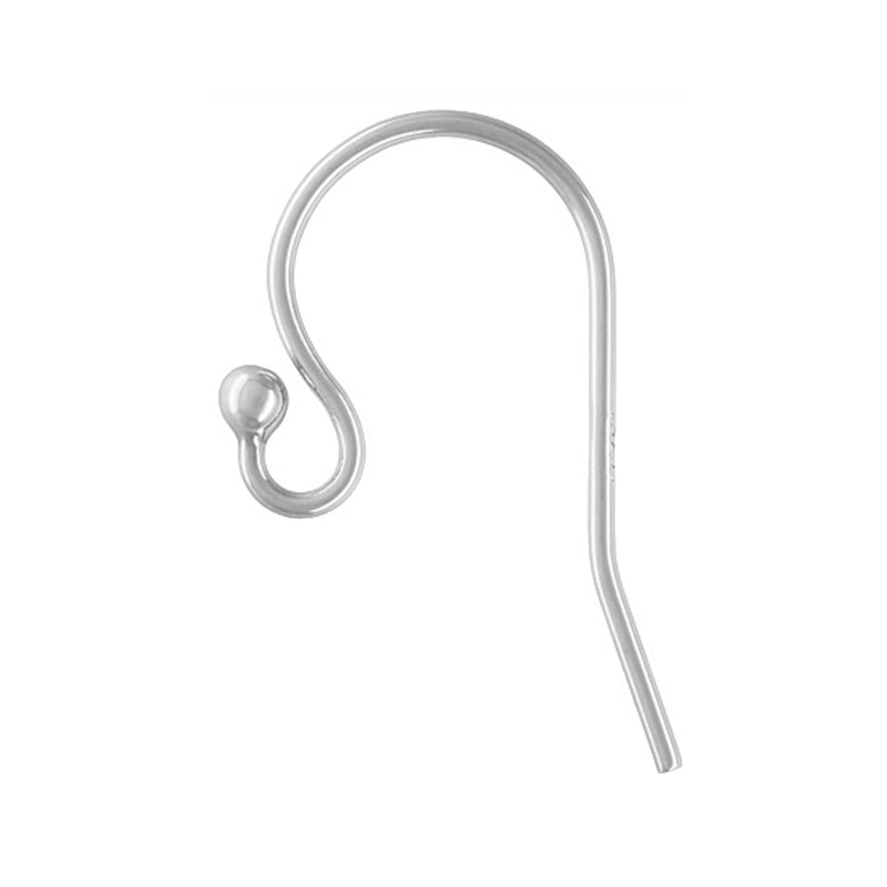 0.76mm Sterling Silver Earring Wire Hooks with Ball End Loop