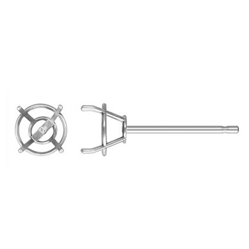Sterling Silver 4-Prong Stud Settings for 6mm Gemstones