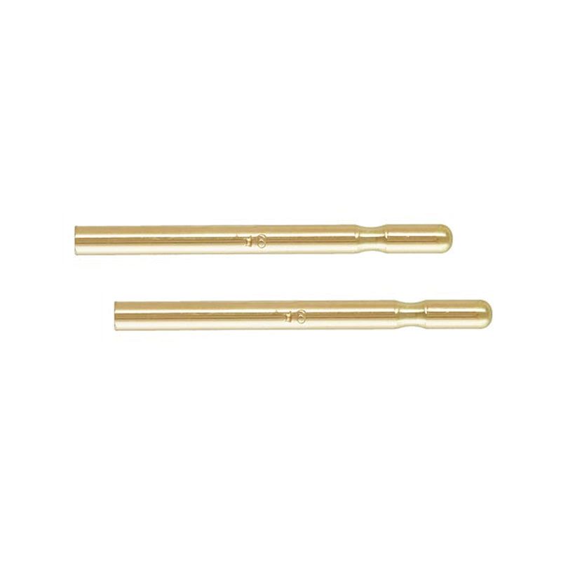 Pair of 9ct gold earring ear pin posts on a white background