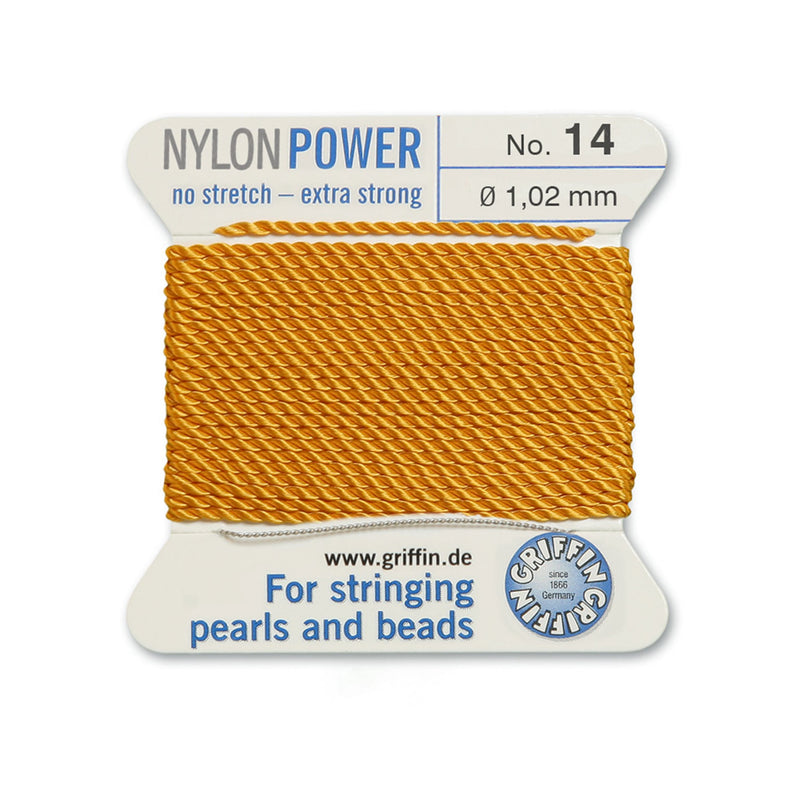Griffin Amber Yellow Nylon Power Silky Thread No.14 for advanced bead and pearl stringing projects