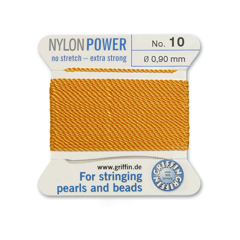 Griffin Amber Yellow Nylon Power Silky Thread No.10 for bead and pearl stringing excellence