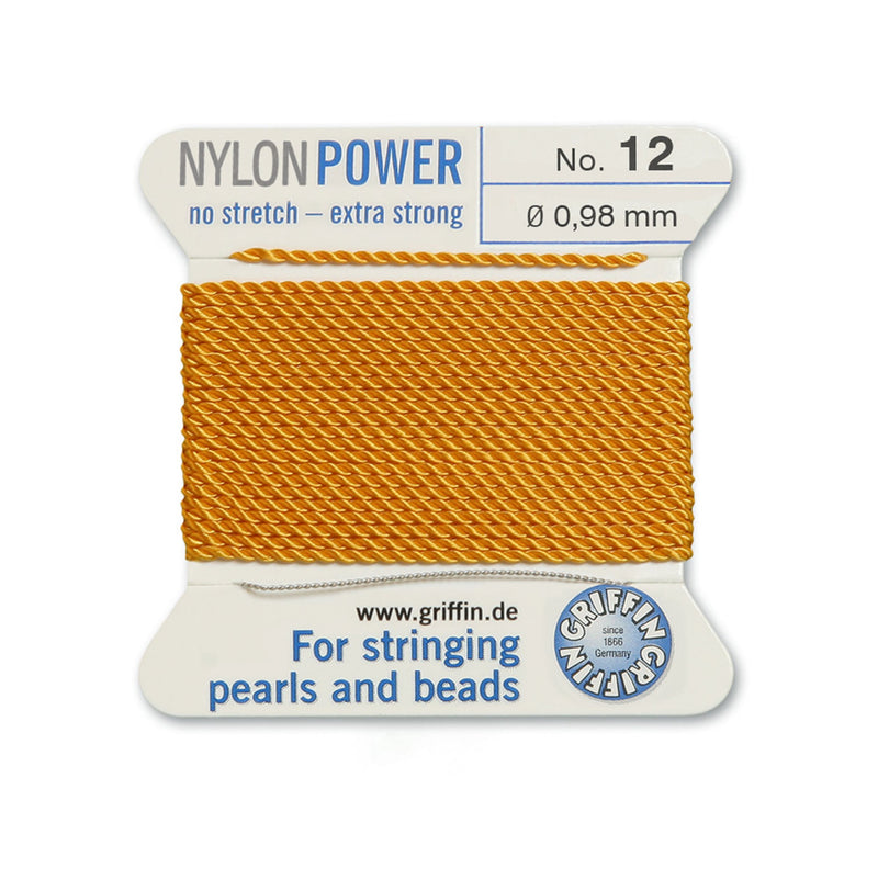 Griffin Amber Yellow Nylon Power Silky Thread No.12 for bead and pearl stringing projects