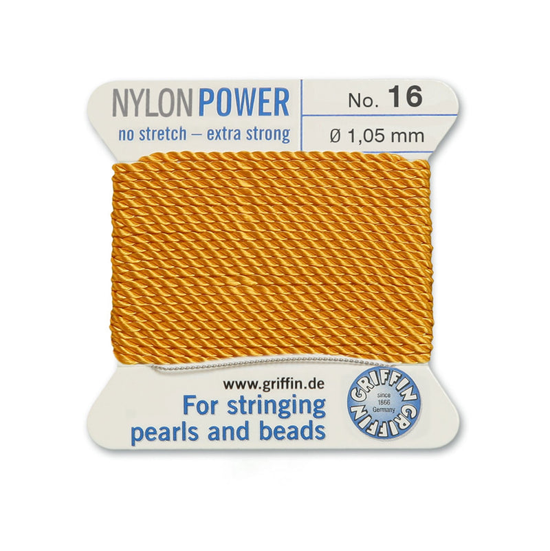 Griffin Amber Yellow Nylon Power Silky Thread No.16 for expert bead and pearl stringing projects