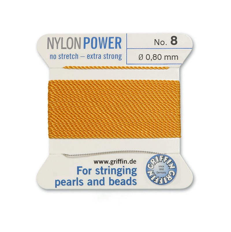 Griffin Amber Yellow Nylon Power Silky Thread No.8 for superior bead and pearl stringing