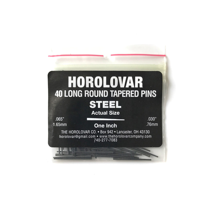 Horolovar Steel Clock Tapered Pins 1" Long Pack of 40 - .065" to .030"