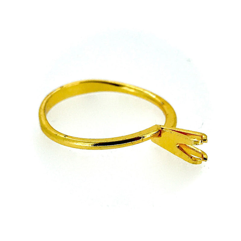 Gold Spring-Open Gemstone & Diamond Display Ring with 4-Claw Prongs