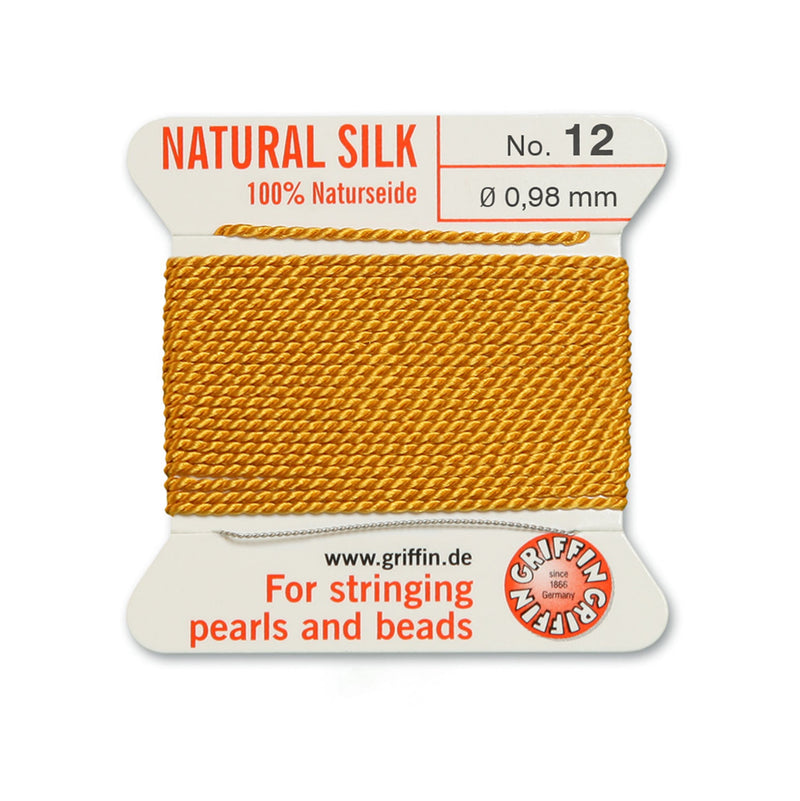 Top-quality 0.98mm Griffin Amber Yellow Silk Thread with included beading needle