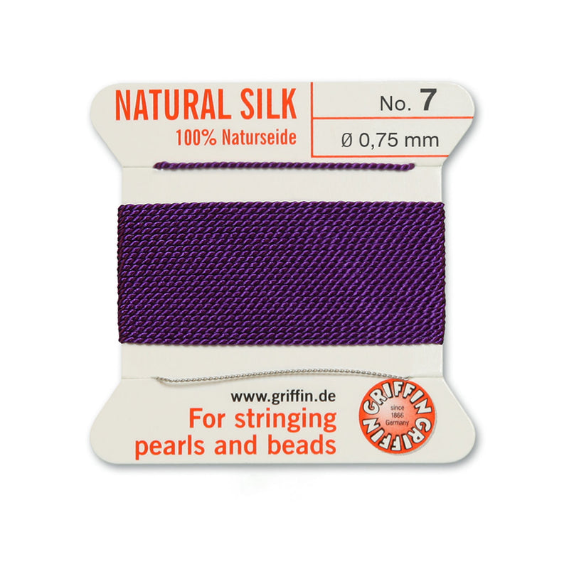 Griffin Amethyst Purple Silk No.7 0.75mm with included beading needle