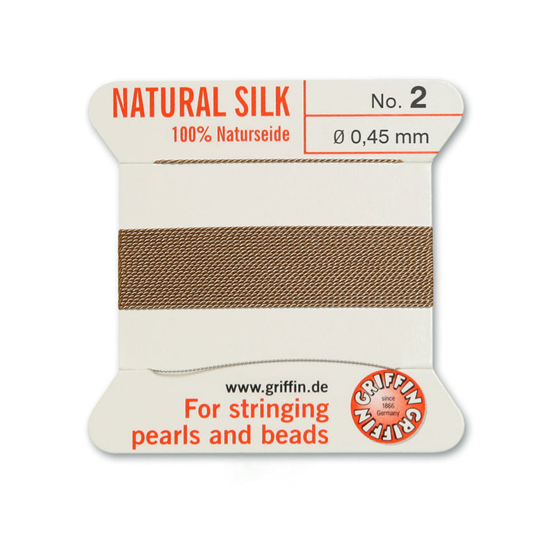 Griffin Beige Silk No.2: Superior 0.45mm silk thread for jewelry making