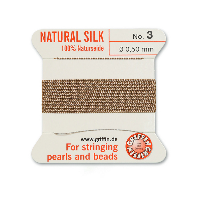 Griffin Beige Silk No.3: High-quality 0.50mm silk thread for jewelry making