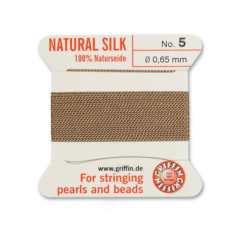 Griffin Beige Silk No.5: Superior 0.65mm silk thread for jewelry making